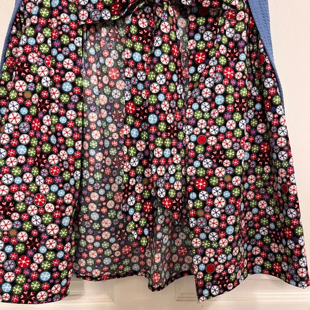 Handmade Blue Waffle Weave Holiday Snowflake Wrap Waist Apron Georgia USA XS-L